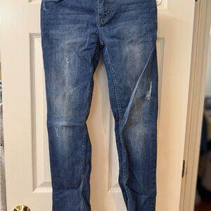 Levi's Men's Slim Straight Blue Denim Jeans with Tan Leather Patch